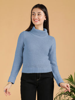 KOTTY - Blue Women Cozy Turtleneck Sweater