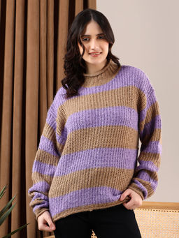 KOTTY - Purple Women High Neck Long Sleeve Sweater