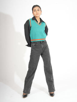 KOTTY - Green Women Trendy Sleeveless Sweater Vests