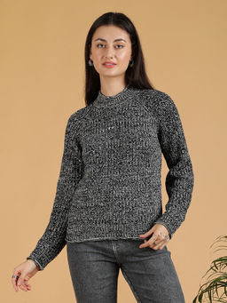 KOTTY - Grey Women High Neck Style Full Sleeves Sweater