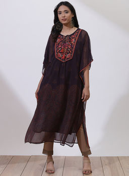Lakshita - Deep Purple Embroidered Nargis Kaftan