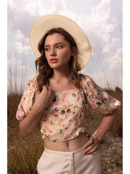 AFRIYA - Cream Whispering Pastels Floral Crop Top