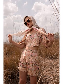 AFRIYA - Whispering Pastels Pink Crop Top and Shorts Co-Ord