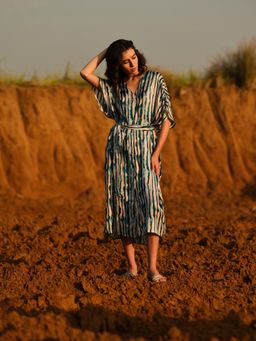AFRIYA - Indigo Stripes Kaftan Dress
