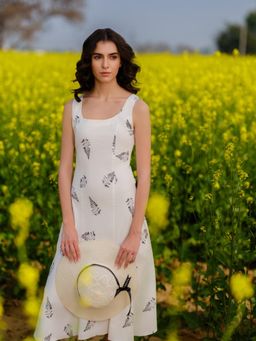 AFRIYA - Monochrome Ferns Midi Dress