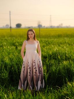 AFRIYA - Peach Lilies Meadow Long Dress