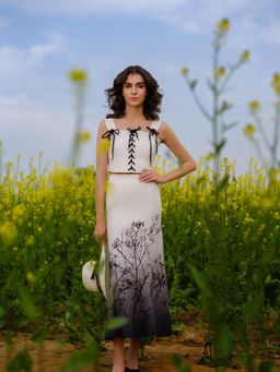 AFRIYA - Monochrome Meadow Pure Cotton Crop Top