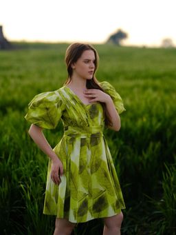 AFRIYA - Green Ferns Short Dress