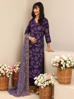Libas - Purple Printed Kurta with Pant and Dupatta