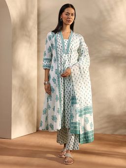 Libas - Blue Floral Kurta with Pant and Dupatta