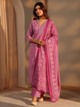 Libas - Pink Paisley Kurta with Pant and Dupatta