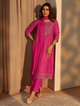 Libas - Pink Printed Kurta with Pant and Dupatta