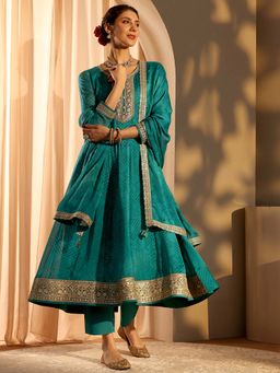 Libas - Blue Embroidered Kurta with Pant and Dupatta