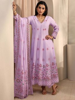 Libas - Lavender Floral Kurta with Pant and Dupatta