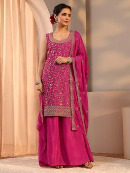 Libas - Pink Embellished Kurta with Palazzo and Dupatta