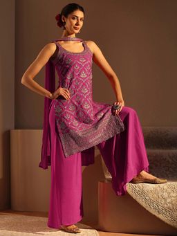 Libas - Pink Embellished Kurta with Palazzo and Dupatta
