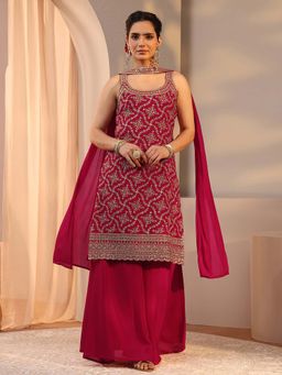 Libas - Red Embellished Kurta with Palazzo and Dupatta