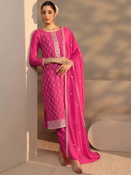Libas - Pink Embroidered Kurta with Pant and Dupatta