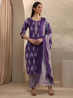 Libas - Purple Printed Kurta with Pant and Dupatta