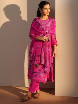 Libas - Pink Printed Kurta with Pant and Dupatta
