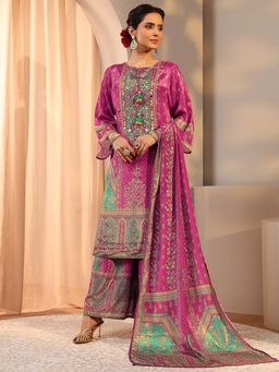Libas - Pink Floral Kurta with Palazzo and Dupatta