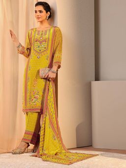 Libas - Mustard Printed Kurta with Pant and Dupatta