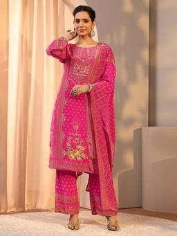 Libas - Pink Printed Kurta with Pant and Dupatta