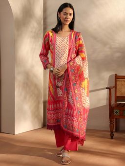 Libas - Pink Stripes Kurta with Palazzo and Dupatta