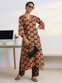 Gerua By Libas - Black Floral Kurta and Pant