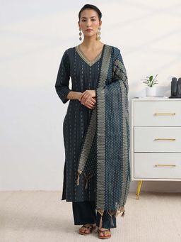 Gerua By Libas - Teal Printed Kurta with Pant and Dupatta