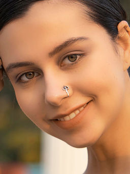 Sheer by Priyaasi - Trishul Motif Silver Nose Pin