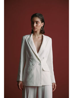 The Dapper Lady - White Pearl Double Breasted Blazer