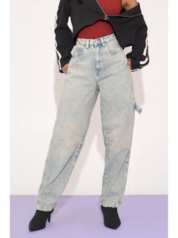 FREAKINS - Dewy Blue Twisted Barrel Leg Jeans