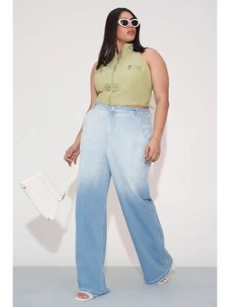 FREAKINS - Cerulean Crush Curve Wide Leg Jeans