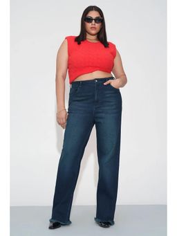 FREAKINS - Tinted Blue Curve Straight Fit Jeans