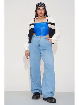 FREAKINS - Breeze Blue Curve Denim Korean Jeans