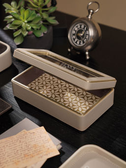 Pure Home + Living - Beige Faux Leather Storage Box