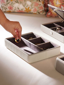 Pure Home + Living - Cream 4 Compartment Faux Leather Organiser