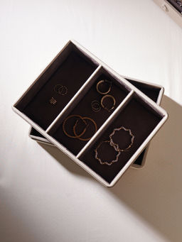 Pure Home + Living - Beige 3 Compartment Faux Leather Organiser