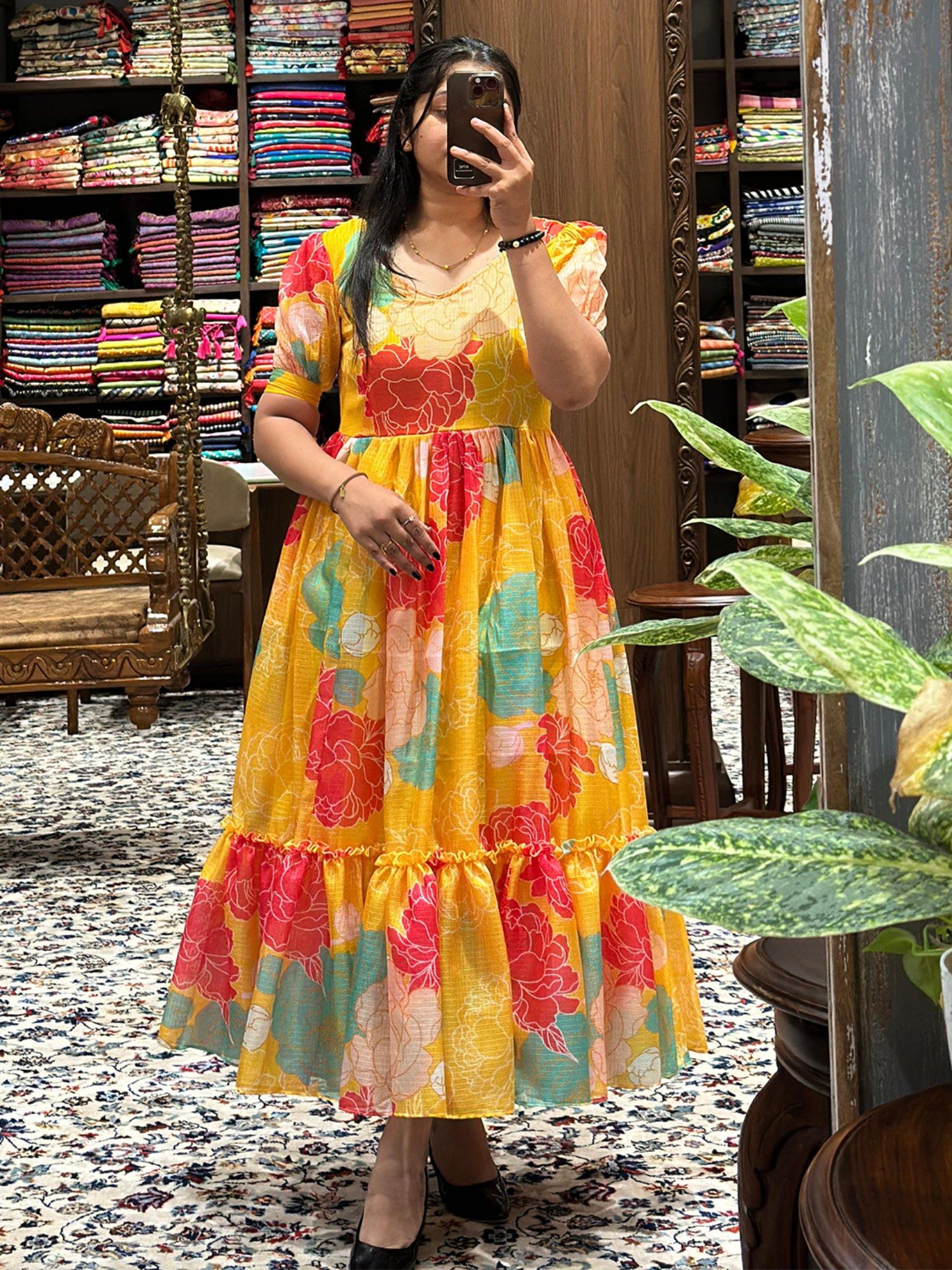 Daylily Yellow V Neck Maxi Dress-image-5