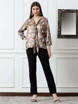 DEBONATELLA - Animal Print Satin Shirt