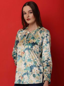 DEBONATELLA - Velvet Tie Up Smart Casual Top