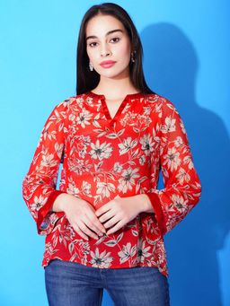 DEBONATELLA - Red Floral Georgette Top