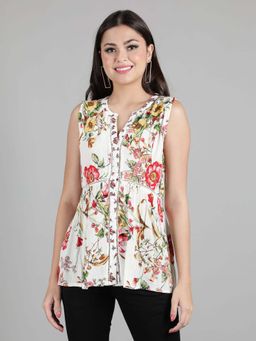 DEBONATELLA - Floral Print Smart Casual Top