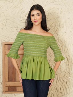 DEBONATELLA - Off Shoulder Smocked Top