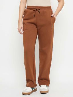Madame - Brown Cotton Blend Track Bottoms
