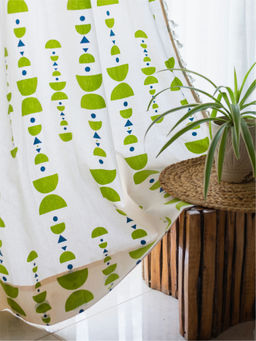 Urban Space - Window Curtains with Eyelets & Tieback 1 Piece Domes Lime Green