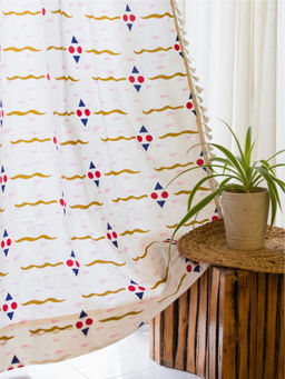 Urban Space - Window Curtains with Eyelets & Tieback 1 Piece Sea Waves Pink