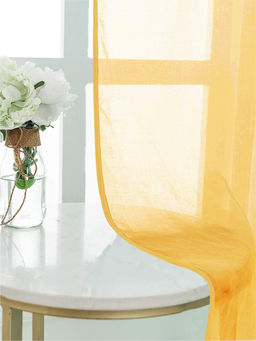 Urban Space - Sheer Curtain for Window with Eyelets & Tieback-Yellow (Set of 2)