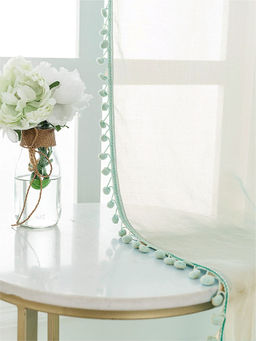 Urban Space - Sheer Curtain for Window Eyelets & Tieback-Mint Green (Set of 2)